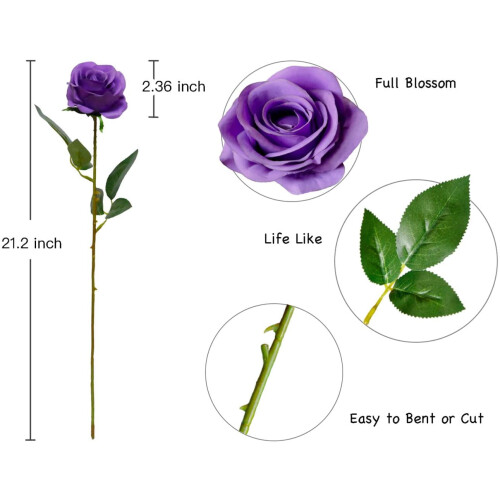 Black Silk Roses – 12 pcs, 21.2 in Long Stem 2