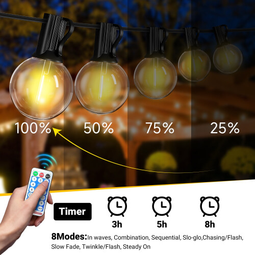 Solar Outdoor String Lights 35ft 15 LED Bulbs 2