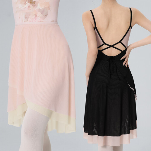 Adjustable Waist Tied Ballet Tulle Quick Released-Brown  L 2