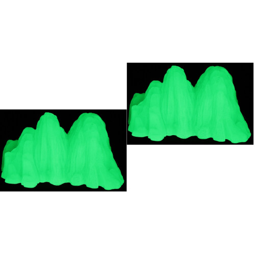 2St Lichtgroene Plastic Aquarium Decor Fluorescerend Rockery 2