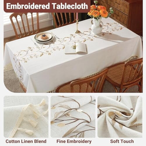 Cotton Linen Waterproof Tablecloth 55 x 70 in 2
