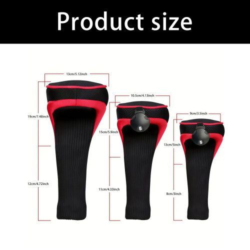 3Pcs Soft Wood Golf Club Driver Headcovers Professinal-Blue 2