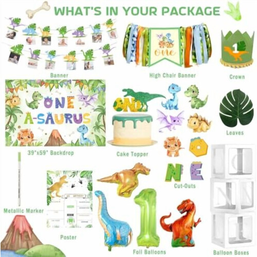 Dinosaur 1st Birthday Decoration Kit 1