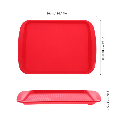 Red Rectangular Plastic Serving Tray 36x25.6cm 2
