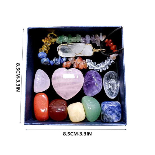 Conjunto de Chakras de Cristal com Pingente, Pulseira e 9 Pedras 2
