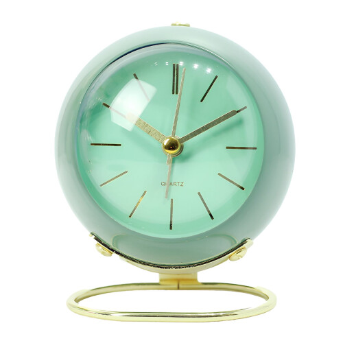 Designice Silent Analog Alarm Clock, Metal Case, Gold Base,