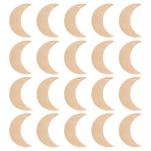 Moon Blank Wooden Ornaments Beige 20 pcs 7.0x3.5x0.3 cm