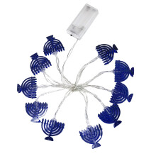Blue Metal Hanukkah String Light, 10-LED, Battery Operated