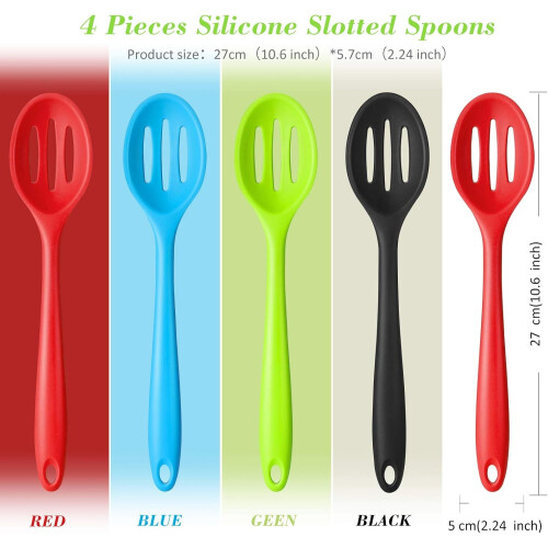 Silikon-Schlitzlöffel-Set, hitzebeständig, 4-teilig 1