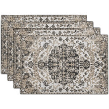 Boho Linen Placemats Set of 4, 18 x 12 in, Vintage Gray