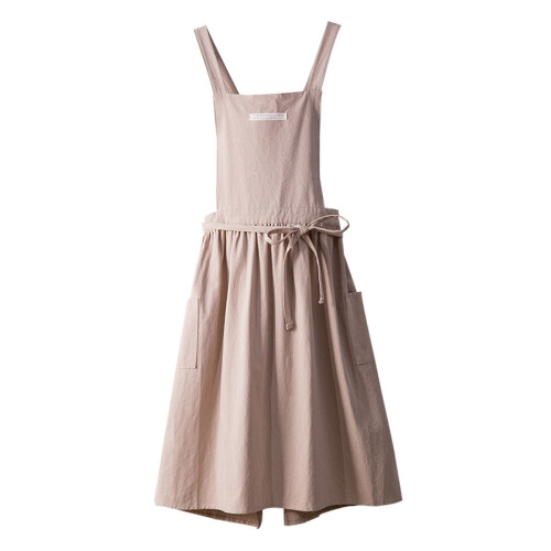 Grembiule vintage in cotone da donna con schiena incrociata e due