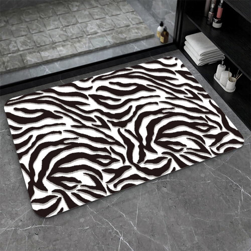 Black and White Zebra Diatomaceous Bath Mat 40 x 60 cm