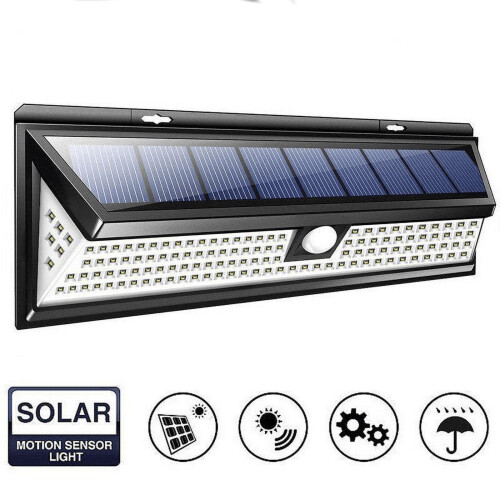 Solar 118-LED 3-Sided Wall Light with PIR Sensor