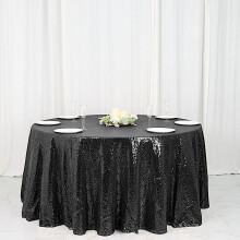 Sequin Round Tablecloth 120 in Black