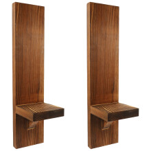 Pair of Wooden Wall Candle Holders, Rustic Style