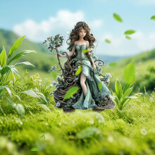 Female Celestial Garden Statue, Flat Metal Outdoor Decor