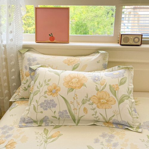 Floral Cotton Pillowcase Queen 48x74 cm