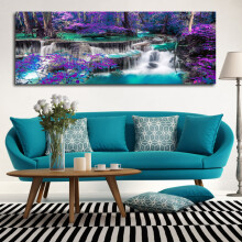 Purple Forest Waterfall Canvas Wall Art 15.7 x 47.2 in