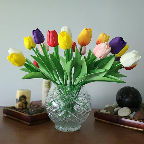 Multicolor Artificial Tulips – PU Bouquet, 20 or 24 pcs 1