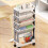 Student Desk with 5-Tier Foldable Bookshelf White Gray 5