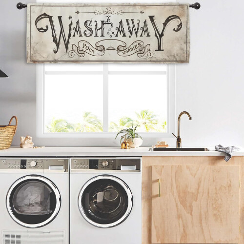 Laundry Theme Curtain Valance 54" W x 18" L 1