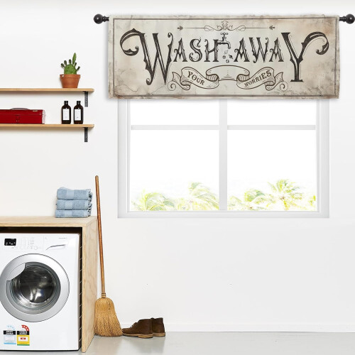 Laundry Theme Curtain Valance 54" W x 18" L 2