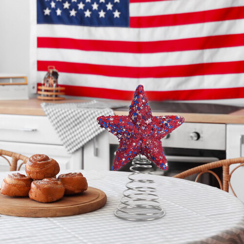 Glitter 5-Pointed Star Tree Topper for Independence Day 2