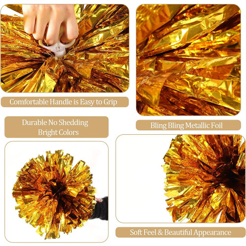 12 Μεταλλικά πομ πομ για cheer – 26cm & 30cm, πλαστικό PET, 2