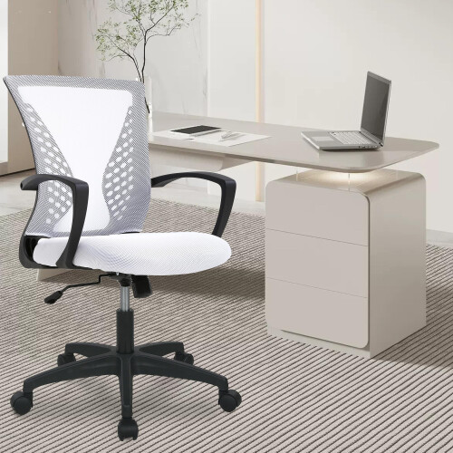 Mesh Office Chair White Adjustable Height 250 lb 1