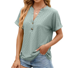 Women's Button Down Tops, V Neck Loose Sleeved-Army Green XXL