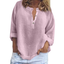 Linen Tops for Women Casual Beach Shirts Loose Fit-Purple S