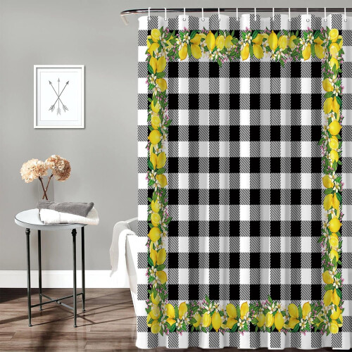 Polyester Shower Curtain with Hooks 36 x 72 in 1