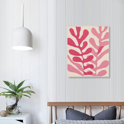 Framed Pink Abstract Canvas Art – Wooden Frame, Ready to 2