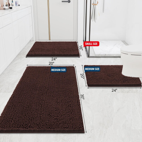 Chenille Bathroom Rug 59 x 35 in Pink 1