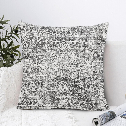 Conjunto de 2 capas de almofada boho pretas e cinzas de 50x50 cm (20x20 polegadas). 1