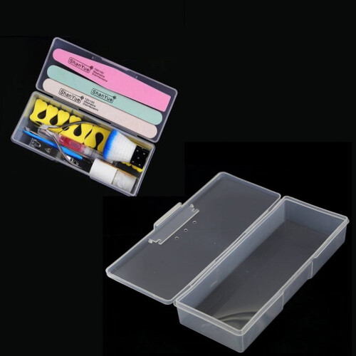 Caixa de armazenamento para artigos de unhas, retangular, de plástico transparente. 2