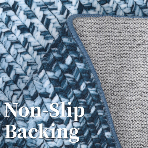 5x7 Braided Print Area Rug Gray Blue 2