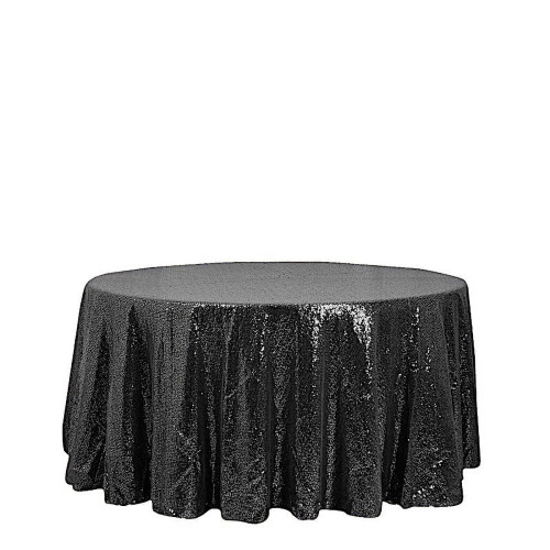 Sequin Round Tablecloth 120 in Black 2