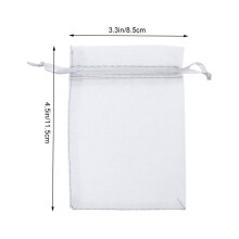 Sacos de presente de organza branca com cordão, 12x9cm (pacote com 50)