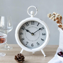 Vintage Rustic White Table Clock with Stand