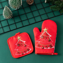Weihnachtliches Ofenhandschuh-Set – Hitzebeständiges Polyester