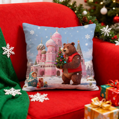 Christmas Pillow Covers 17.7x17.7 in Polyester with Hidden