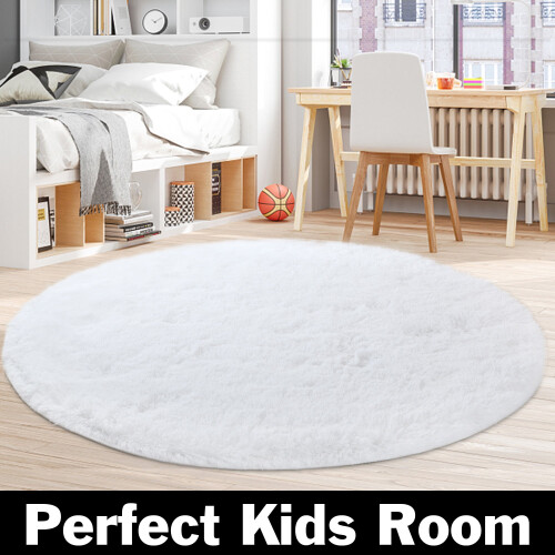 Round Plush Shaggy Rug – Polyester – 122x122cm