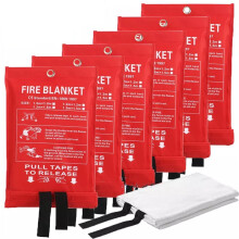 6-delige branddeken van 39x39 inch (99x99 cm), gemaakt van vlamvertragend glasvezel.