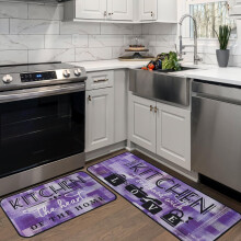 Purple Abstract Kitchen Rug Set 2 pcs 17x30 & 17x47 in