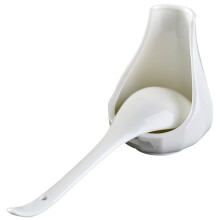 Keramische soeplepel en lepelhouder set