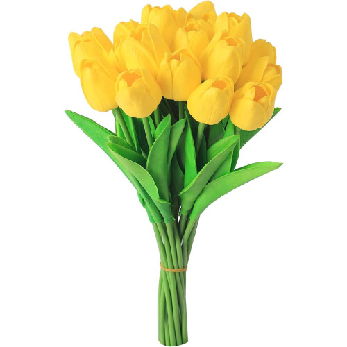 10 Pack Yellow Artificial Tulips 13.5 in