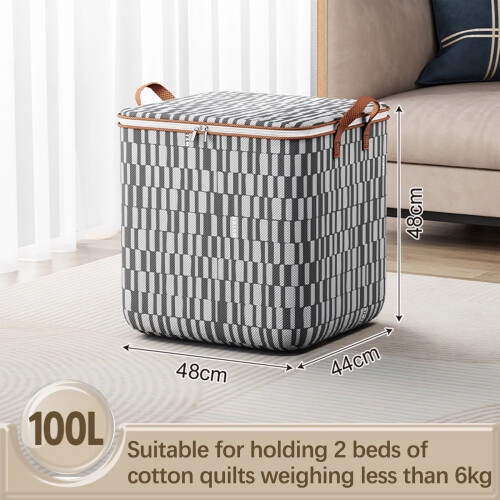 Clothing Storage Bag 100L Foldable Double-Zipper 2