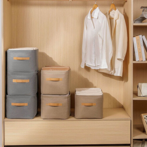 Foldable Cloth Storage Basket Khaki 35L 2