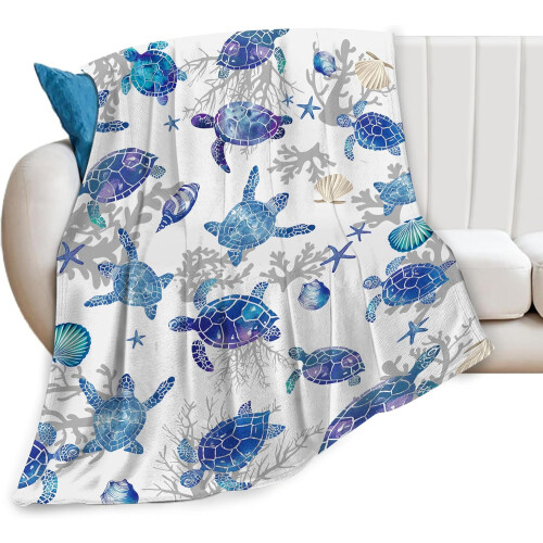 Sea Turtle Flannel Blanket 60 x 80 in 1